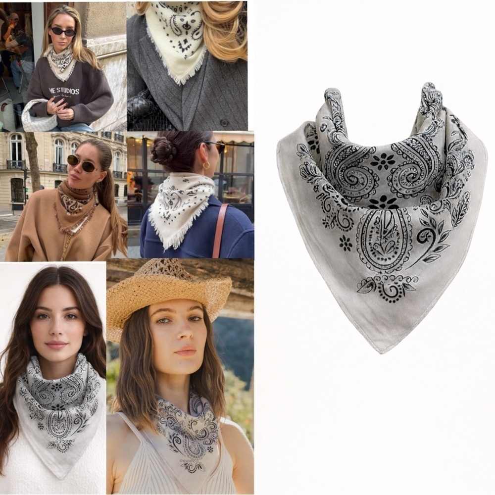 Beige Bandana Pattern Scarf